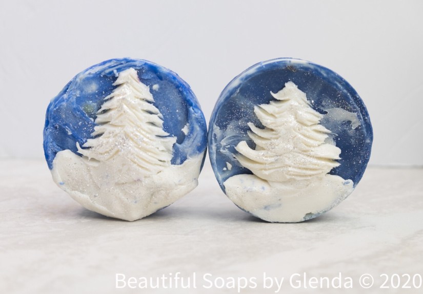 Round white Christmas soap
