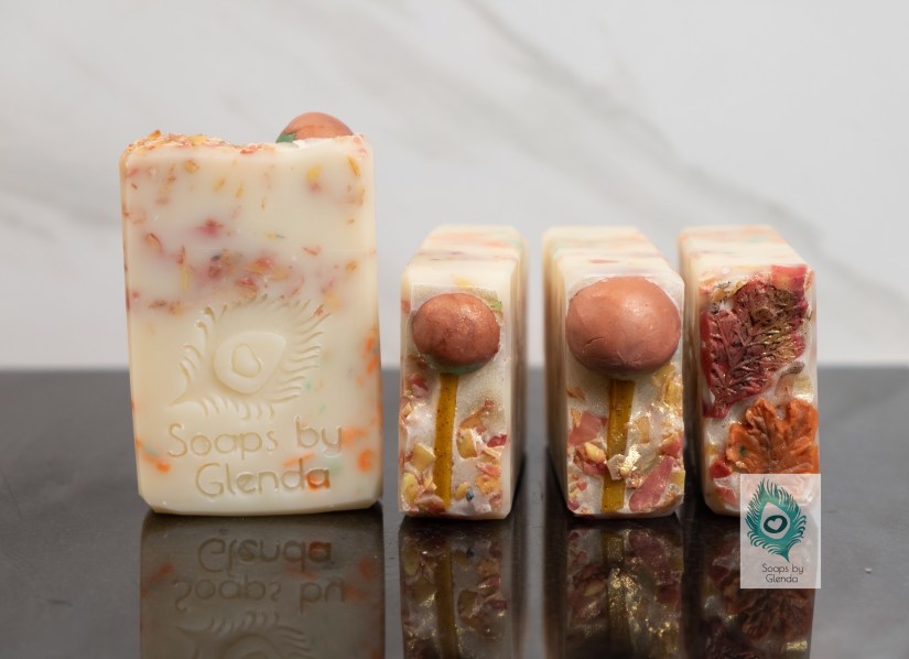 caramel apple soap with confetti scraps